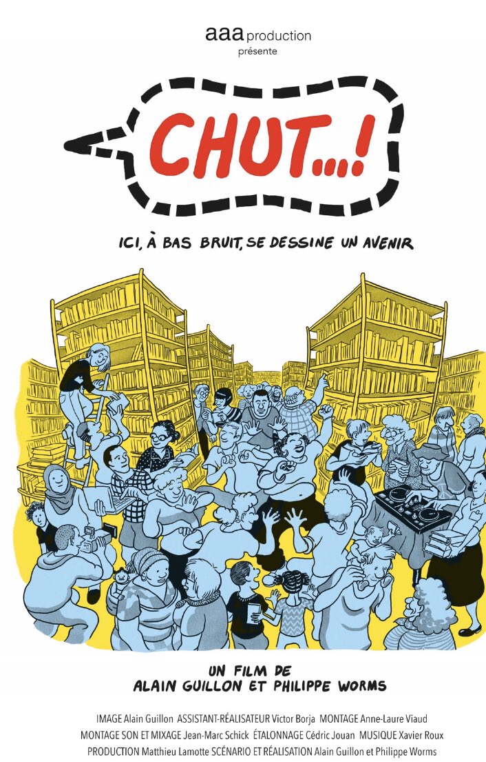 EliMaLoMay's tweet image. Merci à #alainguillon #philippeworms  #aaaproduction Enfin un film qui présente les médiathèques telles qu’elles sont, des lieux de rencontres, de vie, où la lutte contre les inégalités est quotidienne #Chut!