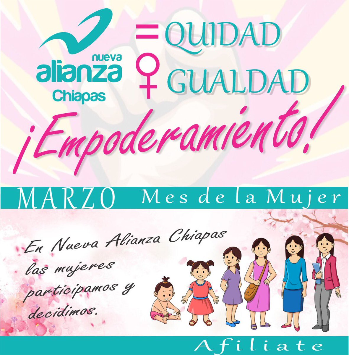 Logremos un mundo con las mismas oportunidades y derechos para todas las mujeres y las niñas.
#Afiliate #generacionigualdad  #DiaInternacionalDeLaMujer