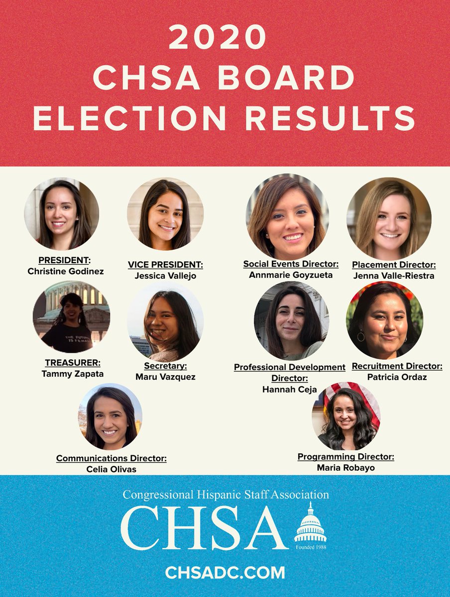 HispanicCaucus's tweet photo. Here in Congress, Latina staff members are leading the way in 2020!

Congrats to the ✨new✨ all-women board of the Congressional Hispanic Staff Association @CHSAdc – keep proving #TheFutureIsLatina 💃 https://t.co/xfK79jBTWT