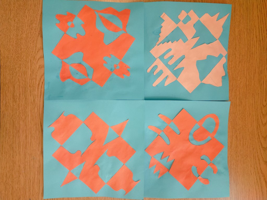 artedallthetime's tweet image. Notan designs by fourth grade look fantastic! #positivenegativespace #complementarycolors #jaguarmax