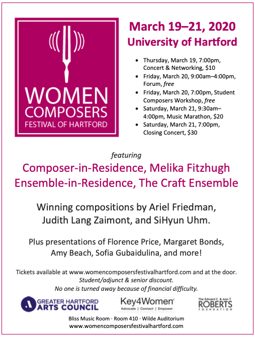 HartfordWCF's tweet photo. The 2020 Festival is just weeks away! March 19-21!

#WomensHistoryMonth #WomeninMusic #WomenComposers https://t.co/YEPoG6VaZw