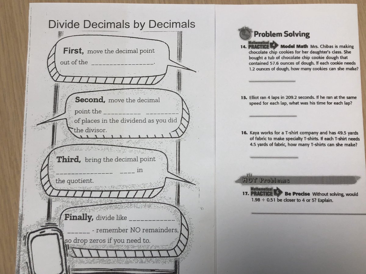 Scaffolding steps of dividing decimals by decimals and looking at real world problems that has that strategy. #curriculum <a href="/WilsonsCreekInt/">Wilson's Creek</a> <a href="/DrKarynChristy/">Karyn Christy</a>