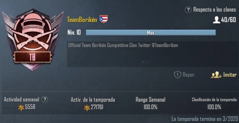 ¡2 AÑOS DE BORIKÉN! 🇵🇷 

Nos resta decir “GRACIAS”, por todo el apoyo que nos ha brindado durante estos 2 años la comunidad hispanohablante y especialmente Puerto Rico.

¡Nuestra consistencia se debe a ustedes! 

#1 Top Local [PR] - CR
#1 Top Local [PR] - BS
Top Clan [PR] - PUBGM