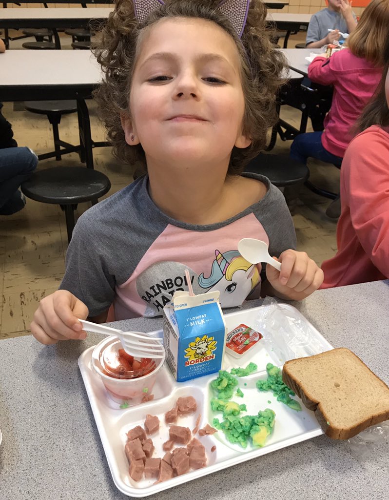 NbctSmith's tweet photo. Green Eggs and Ham for lunch led to big smiles at NPS as we kicked off #ReadAcrossNewport week. #npstalk #ReadAcrossAmerica2020 #greeneggsandham https://t.co/EBGyJcePMx