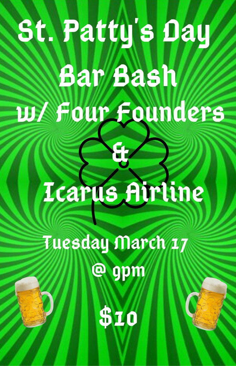 ThePourHouse's tweet image. 🍀COME CELEBRATE ST. PATRICK'S DAY WITH US! 🍀
🍀AN AWESOME NIGHT OF MUSIC AND DRINKING! 🍀

Four Founders
Icarus Airline

#stpatricksday #hellabeer #beer #bluesrock #blues #drinks  #music #livemusic #concert #raleigh #downtownraleigh #raleighnc