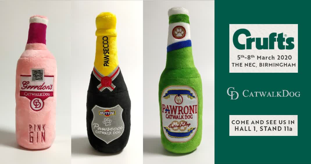 They're here! We're so excited to be launching the debut toy range from CatwalkDog.

Whether it's a Pawroni for your Pekingese, Pink Gin for your Pug or Pawsecco for your Poodle- there's something for everyone with these luxurious plush toys.

#crufts2020 #crufts