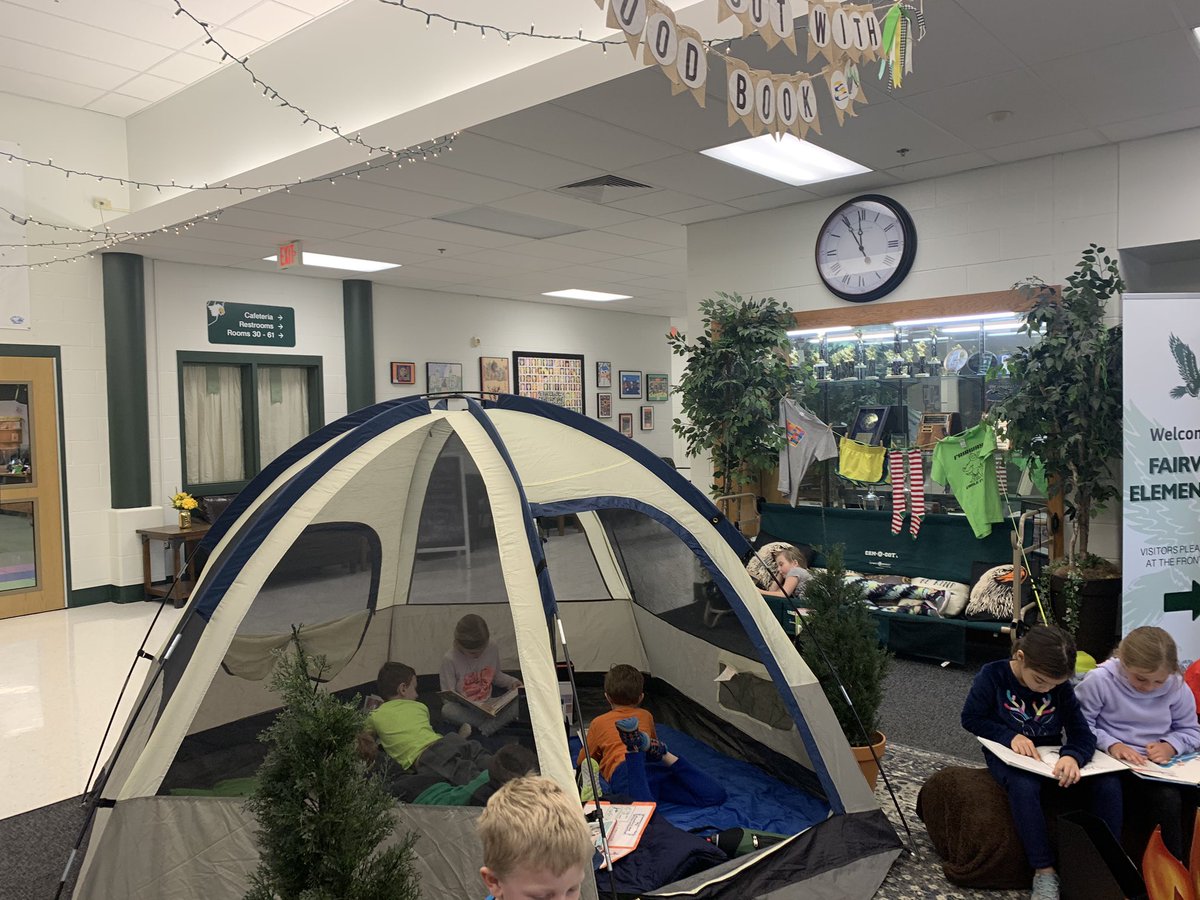 What an amazing start to reading week today! I loved seeing the students “Camping Out With A Good Book!” 🏕📚Thank you to our incredible staff and PTO for organizing such a fun week and for the awesome decorations and props!  #FairwayFamily <a href="/FairwayElem/">Dr. Lorinda Krey</a>
