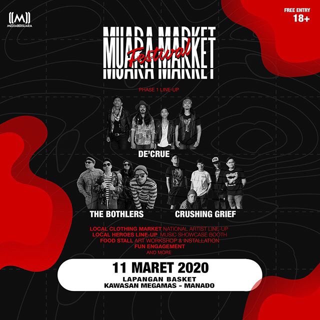 TheBothlers's tweet photo. Muara Market Festival, Tanggal 11 Maret 2020 di Lapangan Basket, Kawasan Mega Mas Manado, bersama Clothing Lokal dan Band Lokal lainnya, dengan Guest Star Padi reborn dan Jason Ranti, Sampai berjumpa disana, damai.. https://t.co/bDTyAf8Q2q
