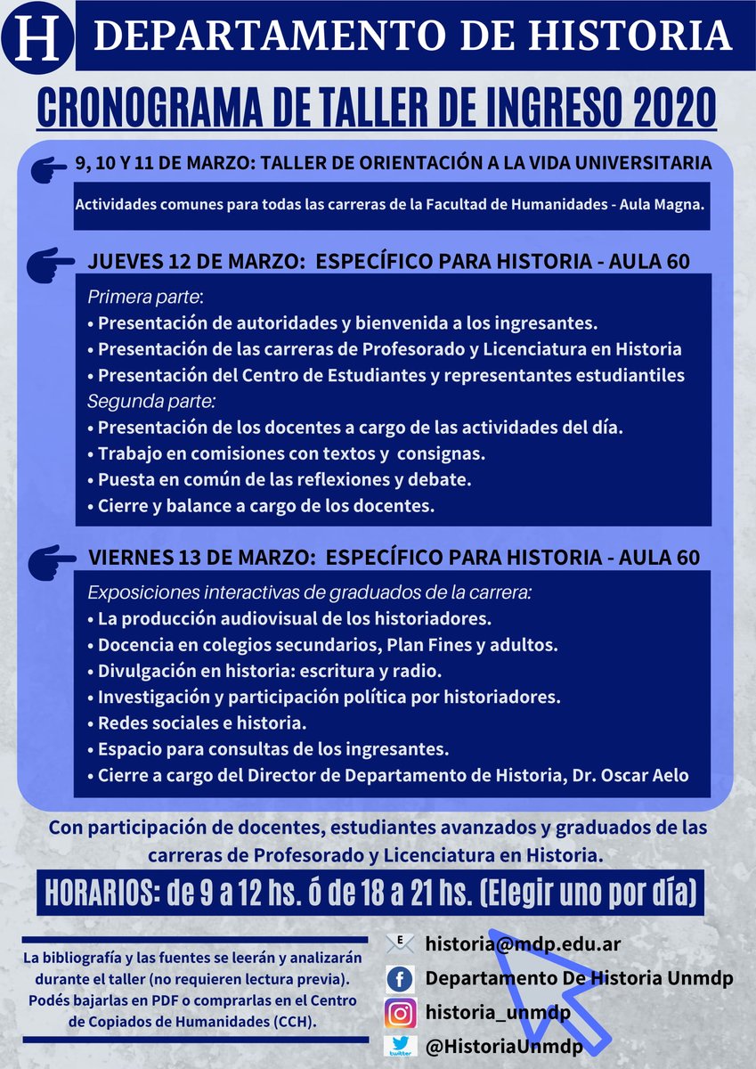 Actividades del Taller de Ingreso específico para Historia. Pronto subiremos la bibliografía y fuentes!