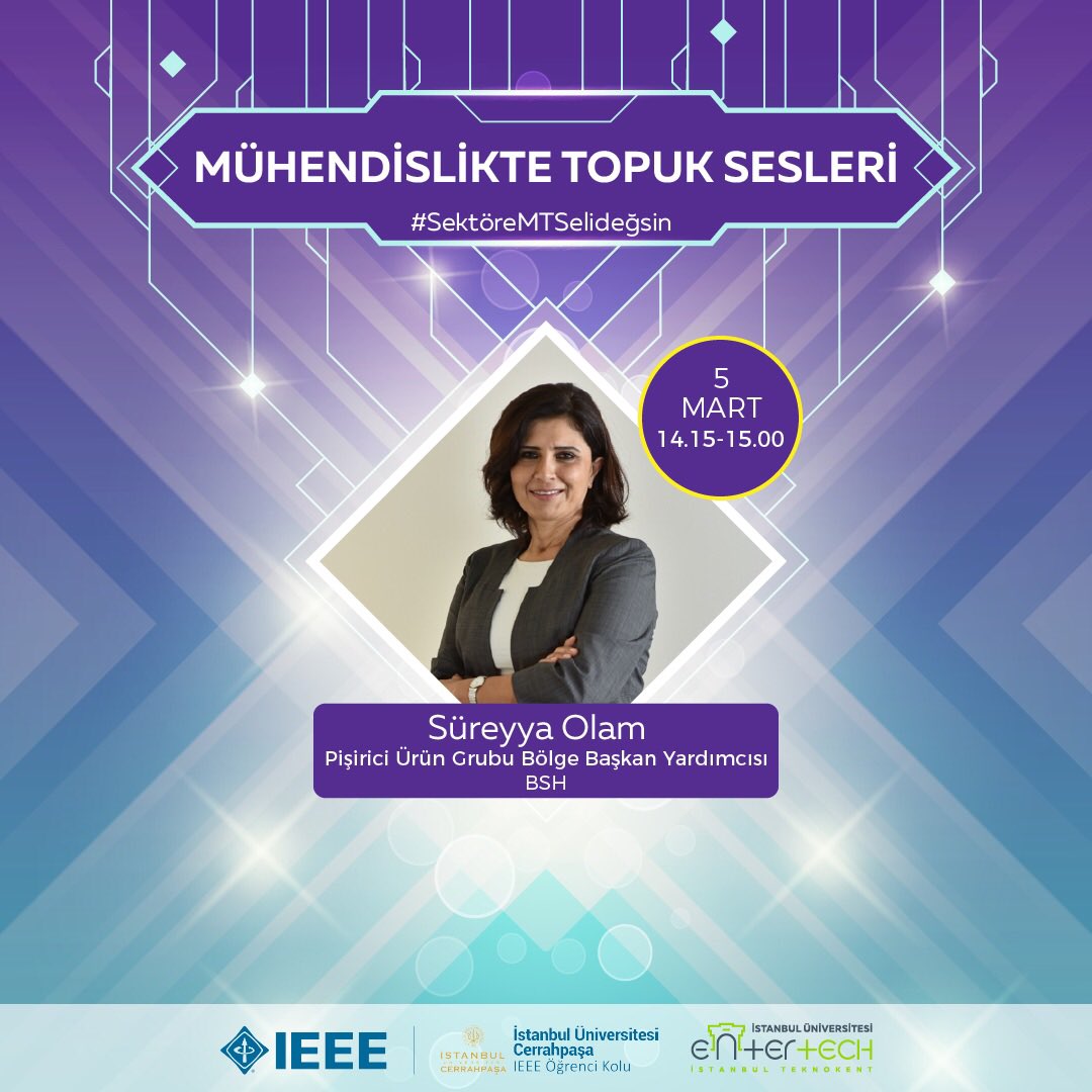 ieeeiuc's tweet photo. 5 Mart Perşembe günü Mühendislikte Topuk Sesleri etkinliğimize katılacak birbirinden değerli konuşmacılarımız sizlerle. Bize katılmayı unutmayın.
https://t.co/0E1WMvNPVn
#SektöreMTSelideğsin
#MTS20 #ieeeturkey #ieee @ieeetrsb @ieeexp @ieeeturkeywie https://t.co/SiJHaRD303
