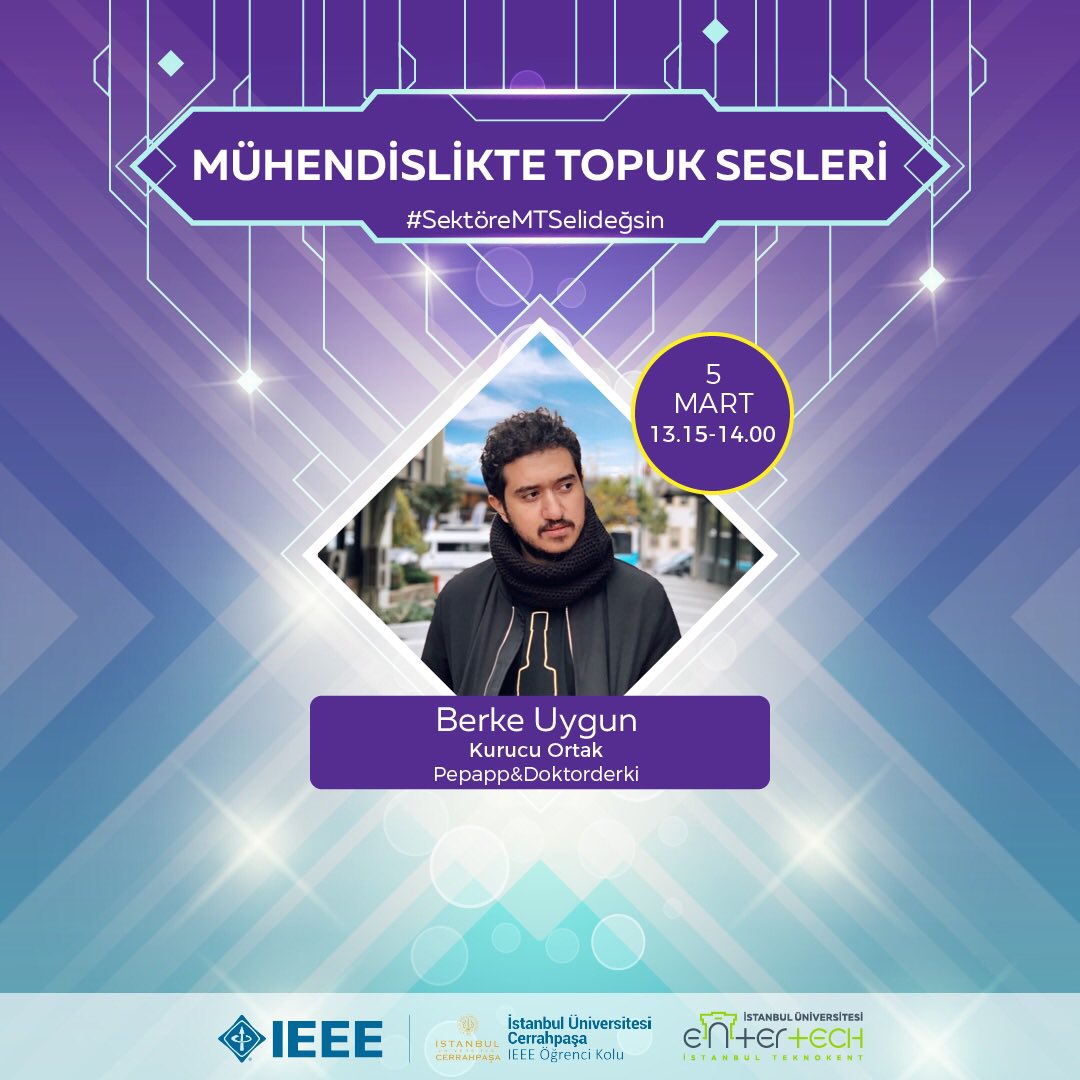 ieeeiuc's tweet photo. 5 Mart Perşembe günü Mühendislikte Topuk Sesleri etkinliğimize katılacak birbirinden değerli konuşmacılarımız sizlerle. Bize katılmayı unutmayın.
https://t.co/0E1WMvNPVn
#SektöreMTSelideğsin
#MTS20 #ieeeturkey #ieee @ieeetrsb @ieeexp @ieeeturkeywie https://t.co/SiJHaRD303