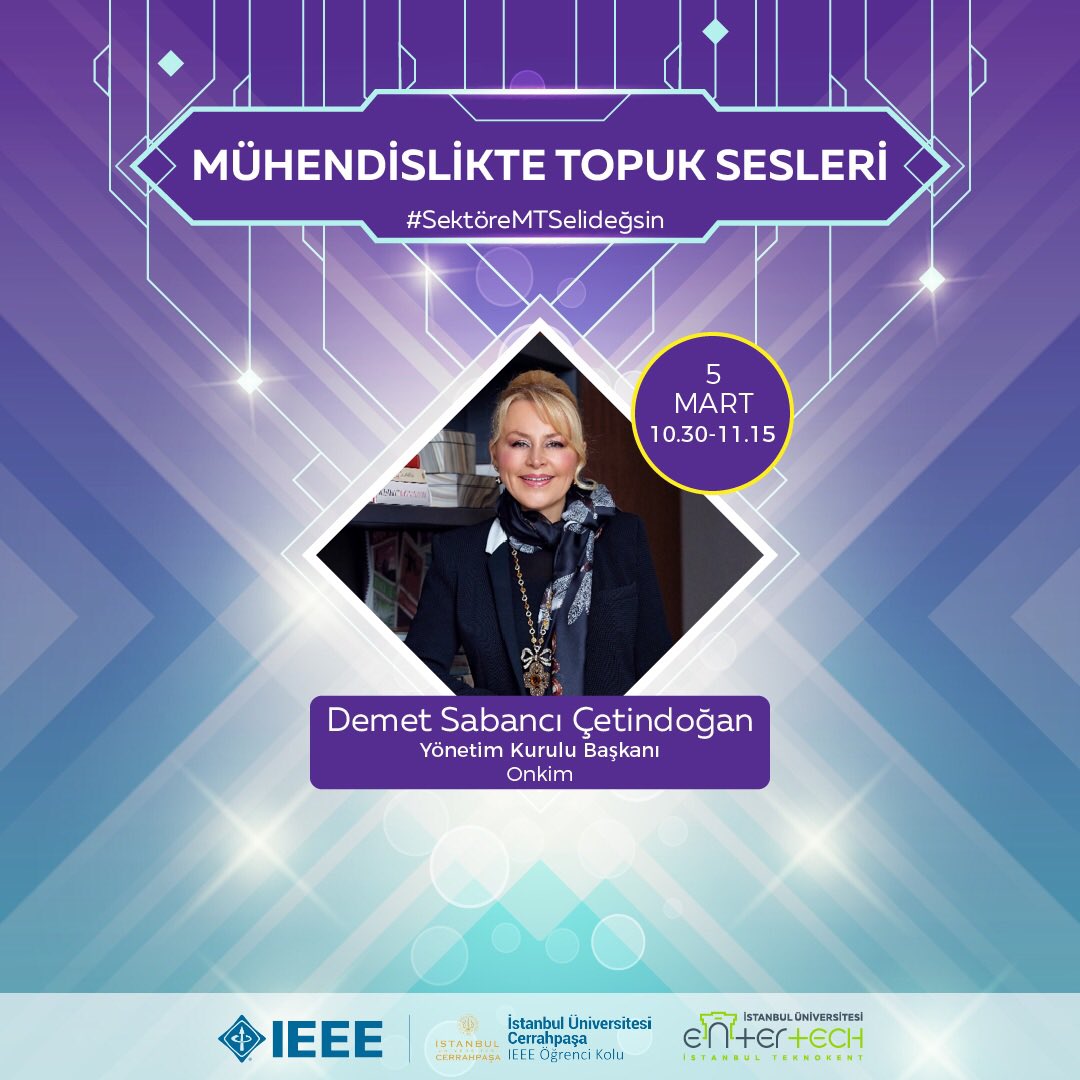 ieeeiuc's tweet photo. 5 Mart Perşembe günü Mühendislikte Topuk Sesleri etkinliğimize katılacak birbirinden değerli konuşmacılarımız sizlerle. Bize katılmayı unutmayın.
https://t.co/0E1WMvNPVn
#SektöreMTSelideğsin
#MTS20 #ieeeturkey #ieee @ieeetrsb @ieeexp @ieeeturkeywie https://t.co/SiJHaRD303