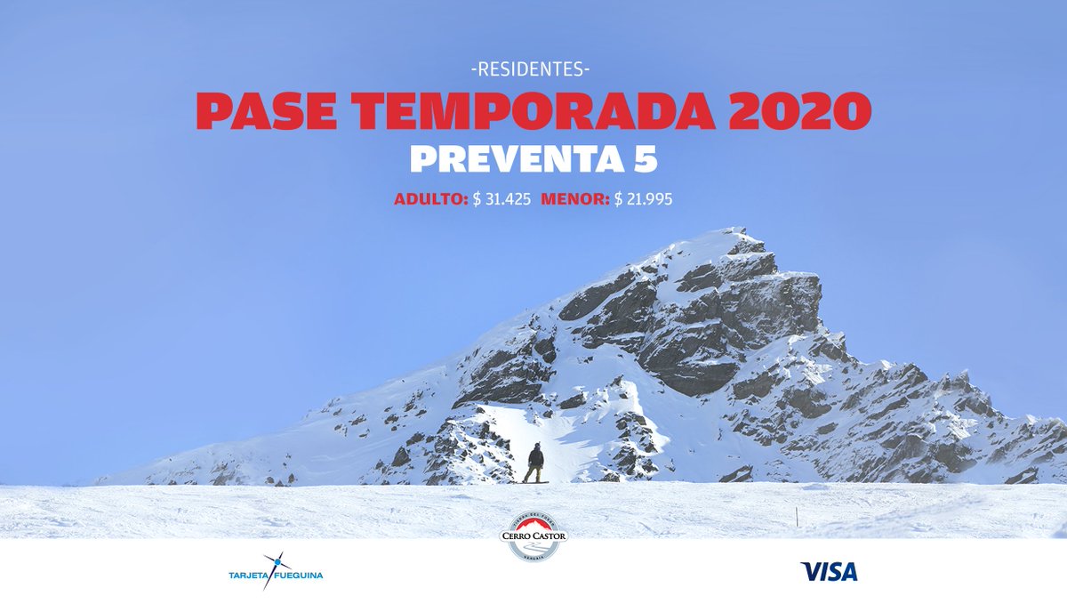 ¡El invierno está cada día más cerca! 📢 Si sos residente de Tierra del Fuego, ¡APROVECHÁ LA PREVENTA 5! Tené tu pase para la temporada 2020 hoy 👉 Tarifas y más información en cerrocastor.com/pases-resident…
#Temporada2020