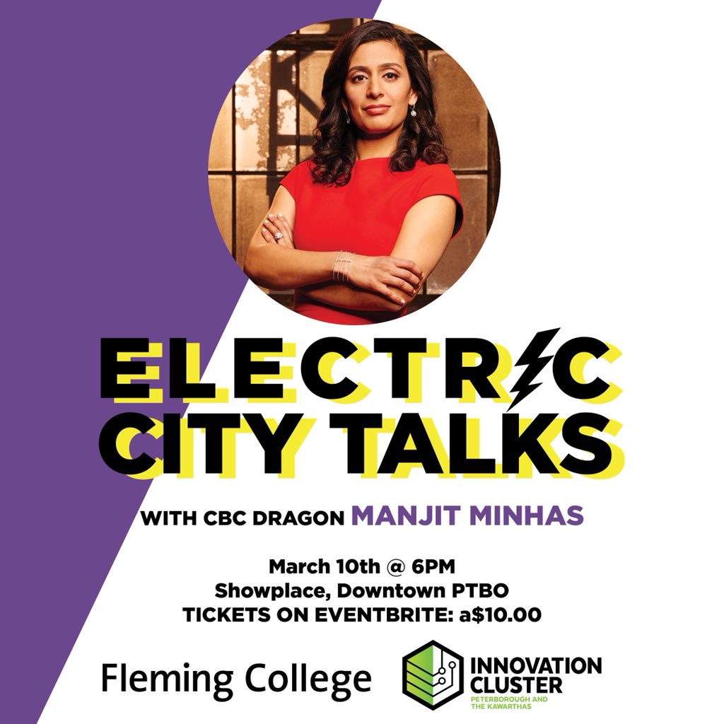 InnovationPtbo's tweet photo. ONLY ONE WEEK LEFT! Get your tickets to celebrate international women’s day with Venture Capitalist, Canadian Entrepreneur and @cbcdragon Investor @manjitminhas 🐉 https://t.co/fAFNVaHD0p https://t.co/K6pq5NyB9c