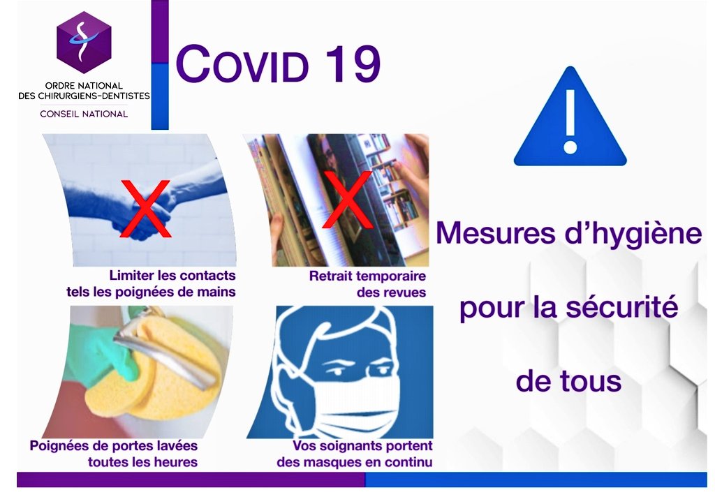 02.03.2020  #COVID2019 : deux affiches proposées par l'ordre des chirurgiens dentistes de France  concernant les mesures d'hygiène et de protection contre la propagation du  #coronavirus.