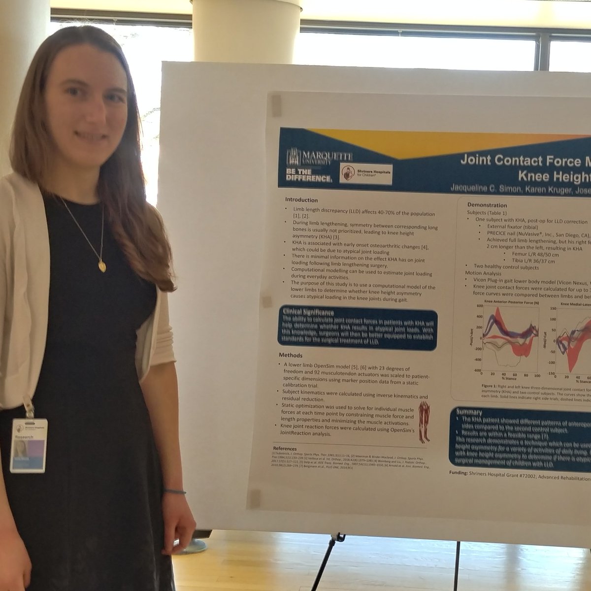 Maxine Wold (#MU_MCU_BME Ph.D.) and Jacqueline Simon (#MU_MCU_BME Post-Doc) stand proudly with their posters presented at the nationwide #stateofreachsymposium at #Shriners hospitals for children.