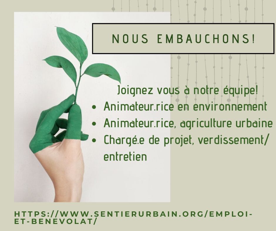 sentierurbain's tweet photo. 🌞La saison de recrutement bat son plein chez Sentier Urbain!
🌈Tous les détails au https://t.co/YOPdlyXAiG https://t.co/o4x5SiExuO