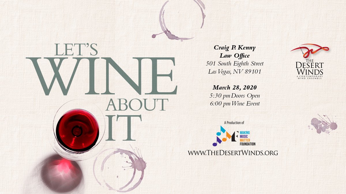 THEDESERTWINDS's tweet photo. Wine a little. Laugh a lot. Join us for our "3rd Annual Let's Wine About It" to support students who want to attend BAND CAMP REIMAGINED! Every child should have access to a quality music program. #music #wine #fundraiser  https://t.co/ylHbqikCra https://t.co/sxyXR1zq3I