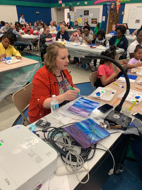 RaytownSchools's tweet photo. @rqsrobinsonelem students and their families enjoyed a Robinson Family Paint Night. For a small fee, attendees followed instructions from Robinson art teacher Shelby Vanbuskirk and took home a one-of-a-kind painting. The event was hosted by the Robinson Elementary PTA. https://t.co/dpW8Xu2Qyp