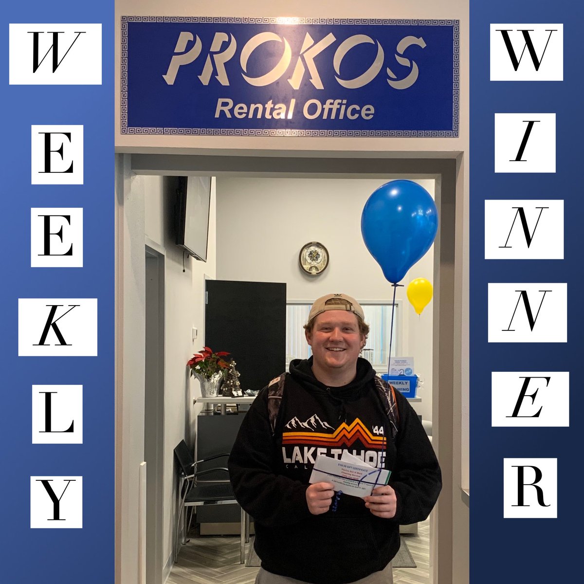 prokosrentals's tweet photo. Congratulations to Max Balyeat for winning our weekly prize drawing (2/24-2/29)! He won a $100 gift certificate to You’ve Got It Made Cleaning! Thank you for being a valued member of the #ProkosRentals family! Good luck in our #grandprize drawing! 😎 https://t.co/0zqbagzXpS