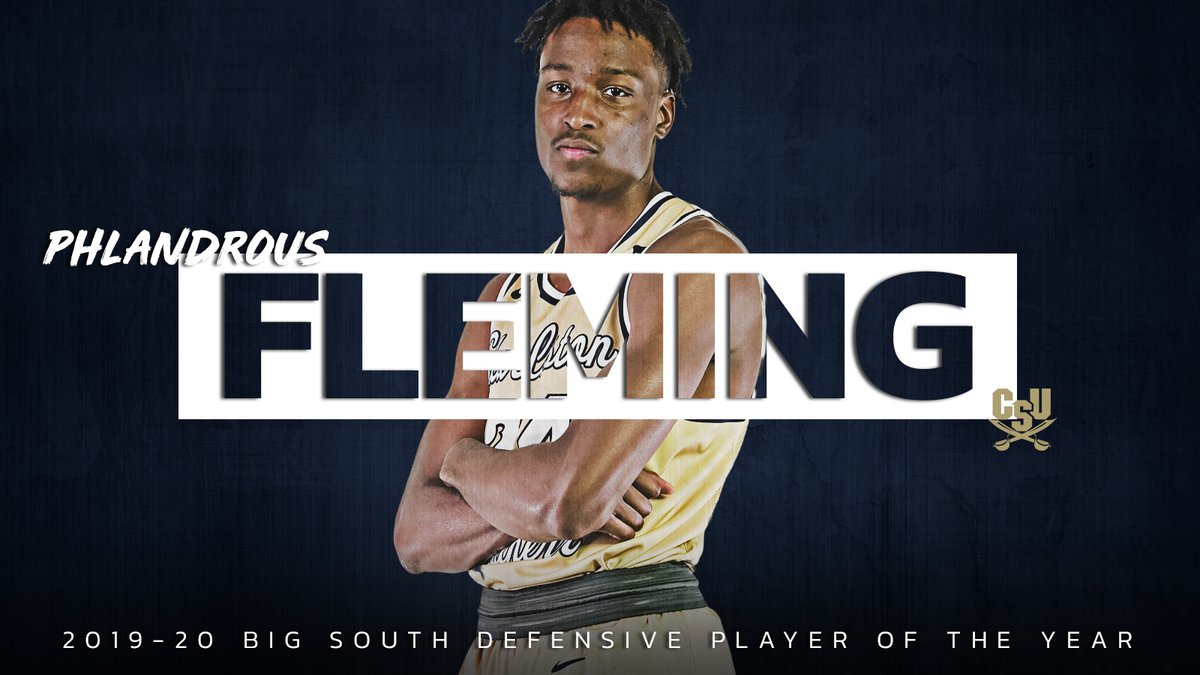 BigSouthSports's tweet photo. He was the only player in the conference to average more than EIGHT rebounds per game! 🙌

@CSU_Mbball’s Phlandrous Fleming Jr. is the 2019-20 #BigSouthMBB🏀 Defensive Player of the Year! https://t.co/G9O0rpGlq0