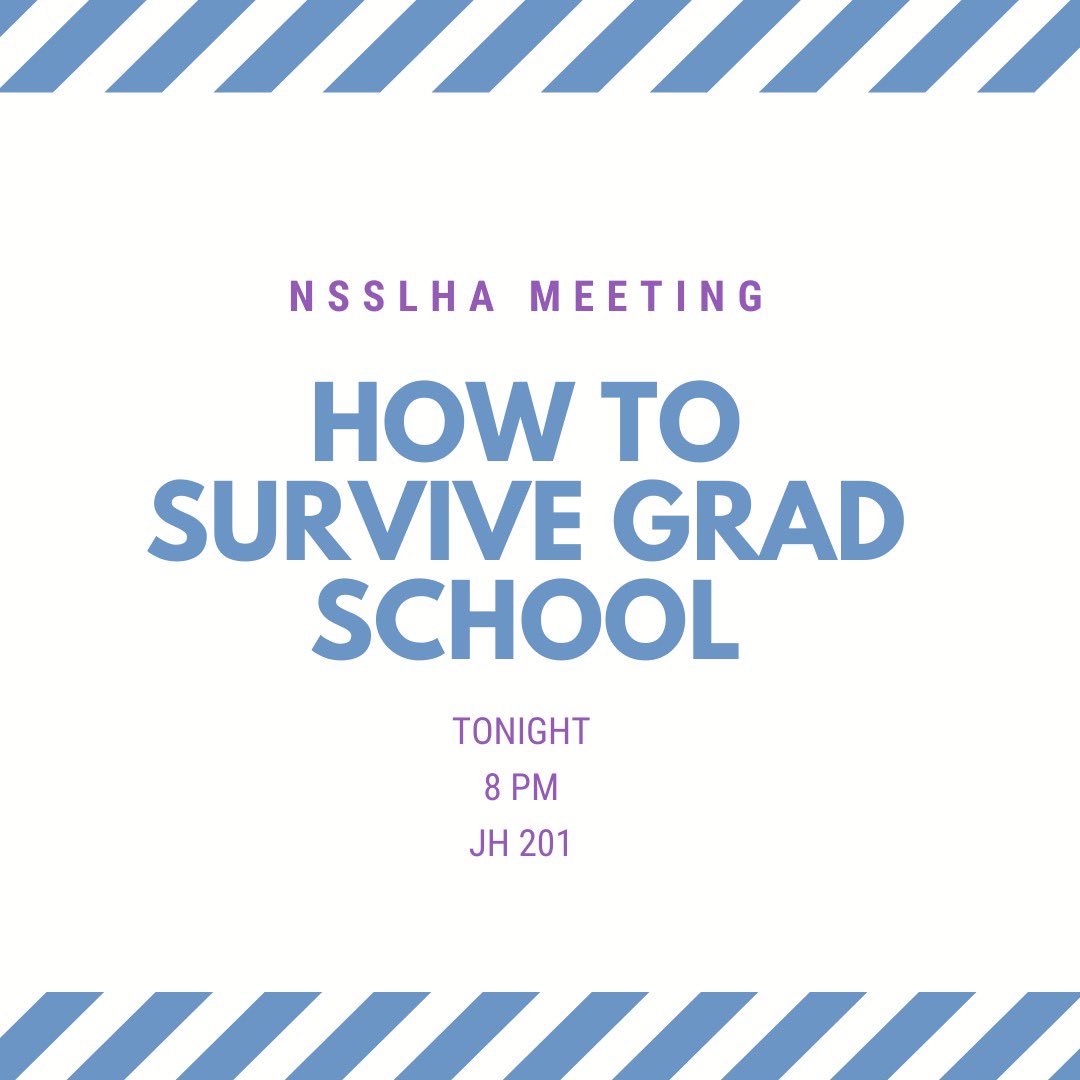 ButlerNSSLHA's tweet image. There is a meeting TONIGHT in JH 201! A recent Butler grad will be here to speak to us about her tips to survive graduate school!