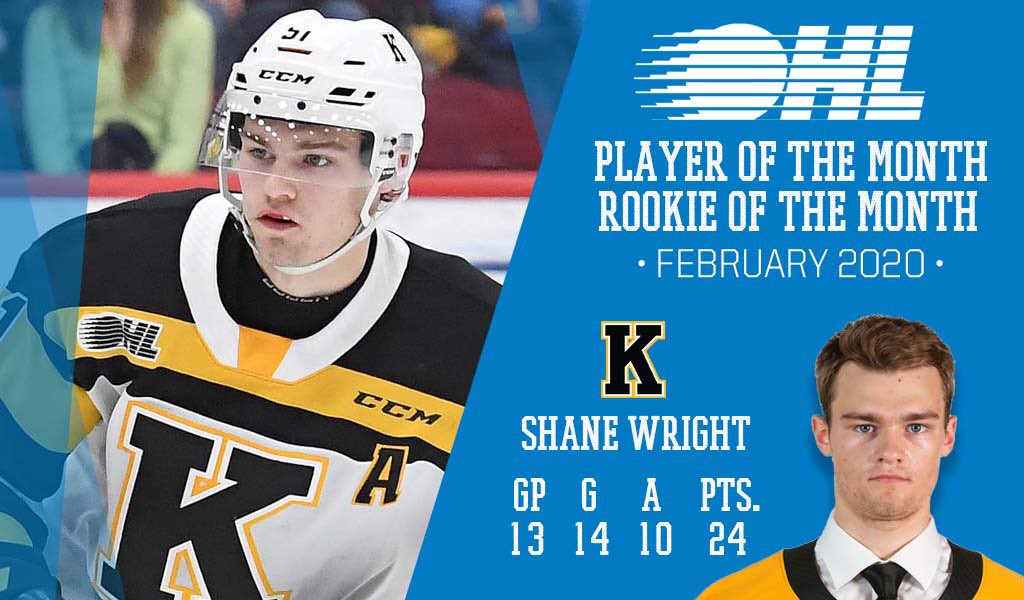 Congrats to 16-year-old <a href="/shane_wright51/">Shane Wright</a> of the <a href="/KingstonFronts/">Kingston Frontenacs</a> named #OHL Player &amp; Rookie of the Month with 14G and 24PTS: bit.ly/32Hqdt8