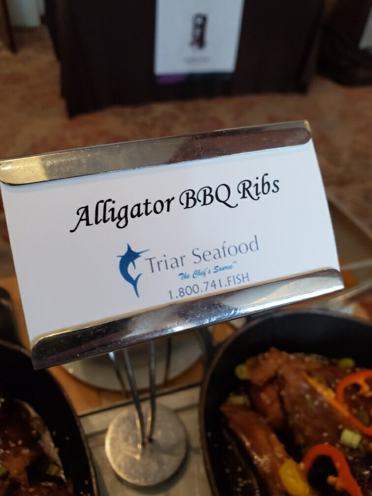 TriarSeafood's tweet photo. We’re rockin the @crbcheftochef with our BBQ Alligator Ribs🐊! Want some? 800-741-FISH We deliver in 24 hrs to restaurants anywhere in USA!⁣
⁣
🐊🍽❤️😳 ⁣
⁣
#cheftochef  #cheftochef2020 #chef #triarseafood #alligatorribs 🐊#ribs #bbq #bbqribs #alligatorfarm   #seafood #best https://t.co/m8SaYi19mj