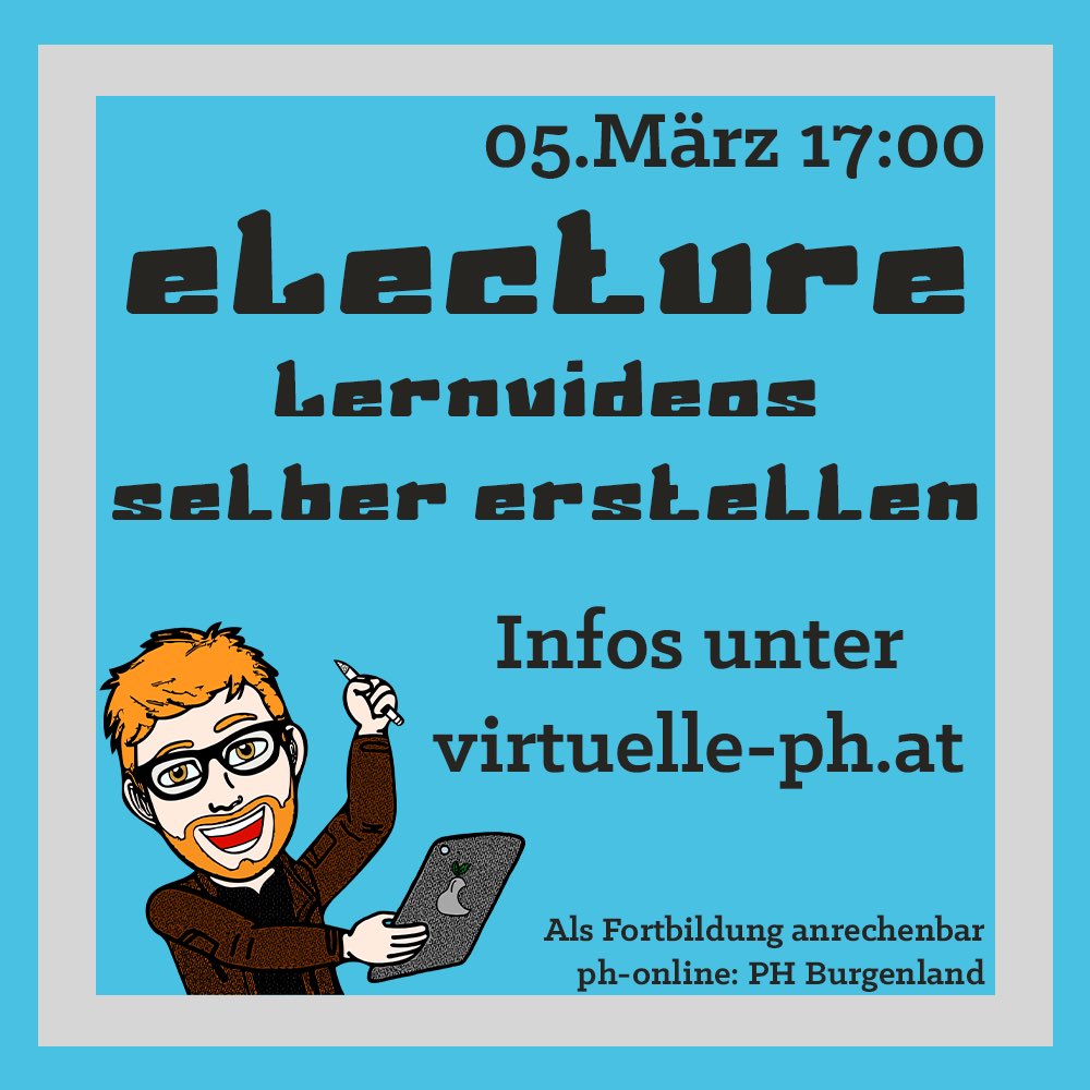 smartraven_net's tweet photo. Sei dabei: #eLecture @virtuelleph Einfach direkt einsteigen oder über ph-online anmelden:
https://t.co/MHwuq9XuO5
#Lehrer #Fortbildung #Twitterlehrerzimmer #Schule #online #eLearning #Screencast #Video #learnvideo #lernvideo #brain #learning #Seminar #Webinar https://t.co/3LT1myjcpH