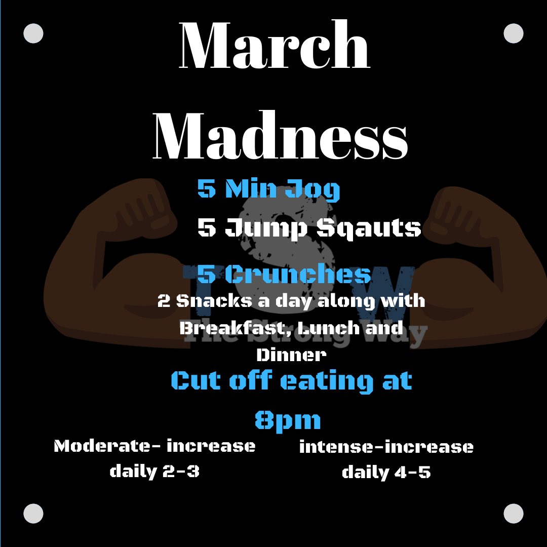 _thestrongway's tweet photo. MARCH MADNESS LETS GET AFTER IT!! REPOST, SAVE, TAG US ‼️#challenge #healthandfitness #intensity #work #strongway #gainsgainsgains #fitfam #WorkoutWednesday #workout #fitness #Wellness #challenge https://t.co/lkxJXUCdgE