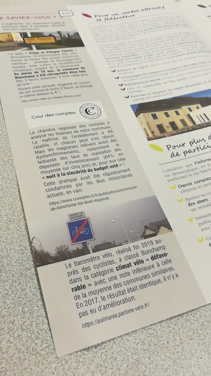 perthmatth's tweet image. Toujours en cours de distribution le tract de @BonchampEnsembl vous en dit plus sur la perte des 2 fleurs, le rapport de la cour des comptes,... etc mais surtout de véritables projets inédits et qui seront réalisés ;) #Municipales2020 #bonchamp