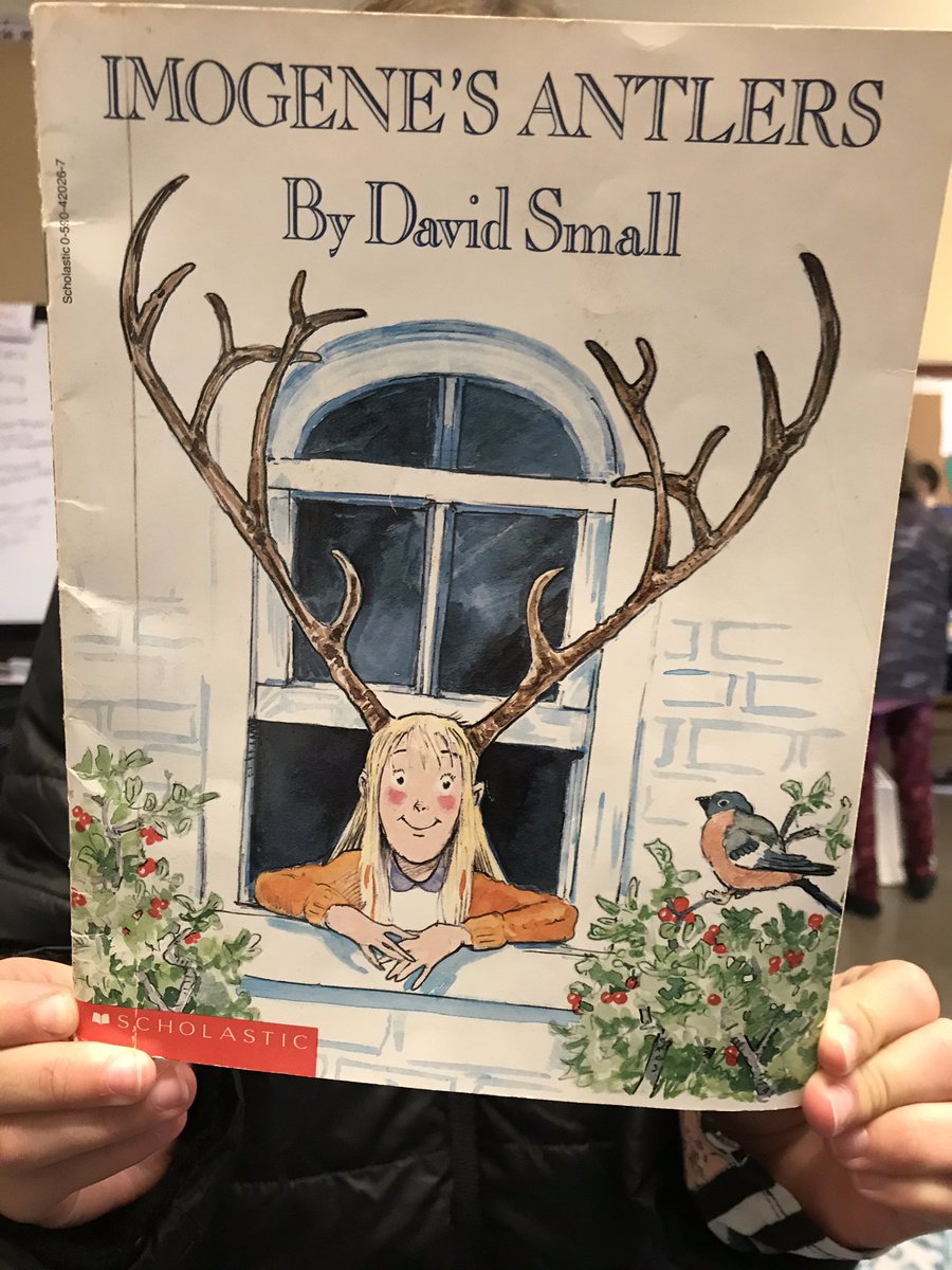 5thGradeQAE's tweet photo. MS and RM. Today we read a book called Imogene’s Antlers by David Small. The takeaway of this book is accept each other’s differences. #qae #classroombookaday https://t.co/9NpJbIPp16