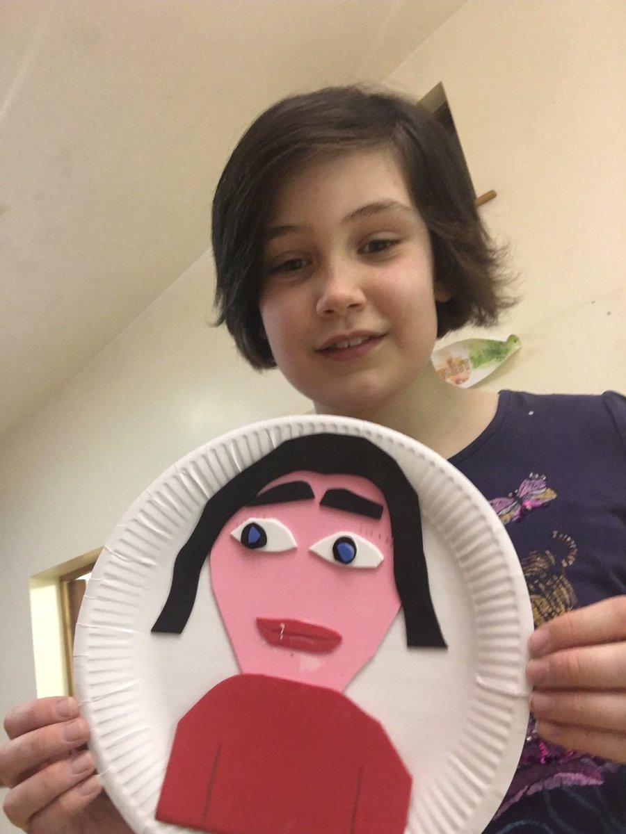 Using only the contents of the cupboard the girls made collages of inspirational women tonight to celebrate #InternationalWomensDay2020. One girl made a self portrait- I am excited for her future. #thisgirlcan #GirlPower #WOW
