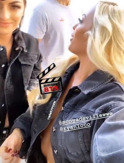 “Mandy Rose,Alexa Bliss,and Lana nip slip” .