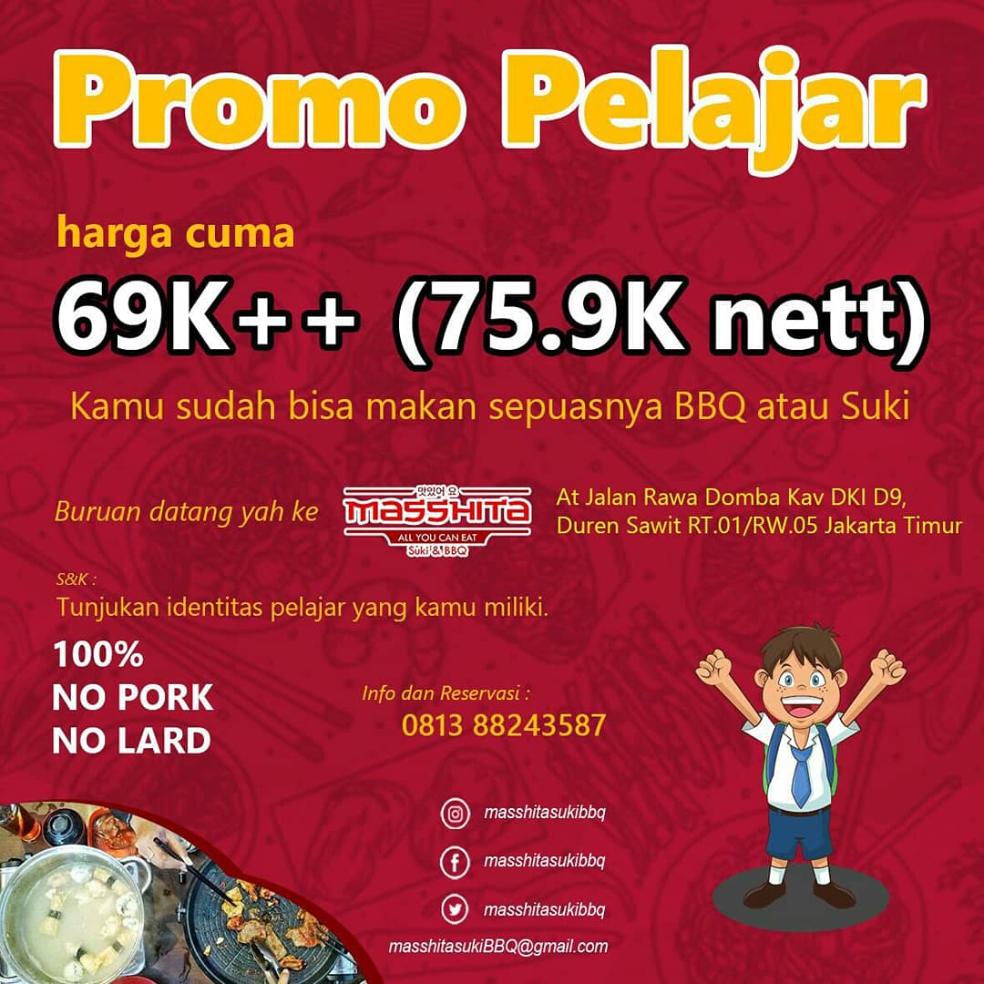 AnggaS2027's tweet photo. Untuk anak sekolah jangan khawatir kita ada harga khusus,yuk cepet karna di @masshitasukibbq banyak promo lohhhhh,jangan sampai ketinggalan guys😍 @aissssss12 @emakWulan @tatairianty @aliyaastuti11 @AlyAgrian @flowbluerose @lalaajhnnd @M_Irsan_ @Zulvika24382542 @ https://t.co/vH6EW5G4Qg