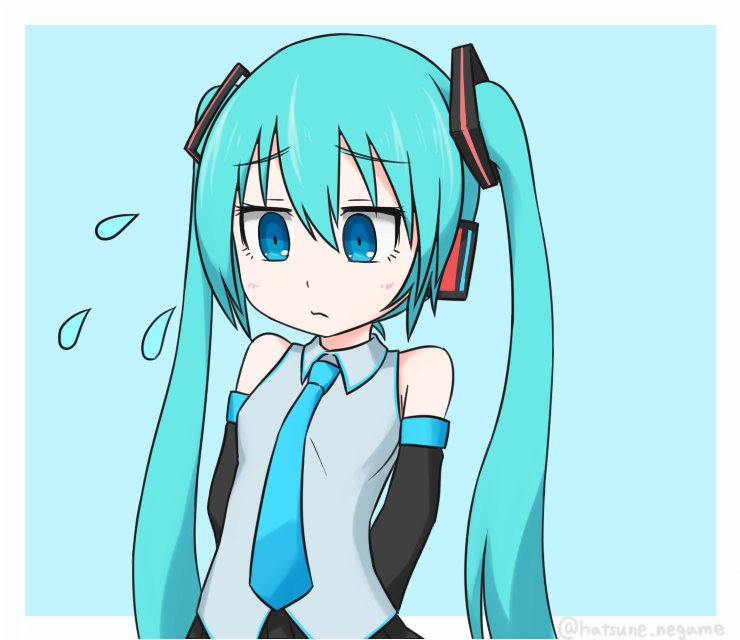 hatsune miku 1girl solo twintails long hair necktie detached sleeves aqua hair  illustration images