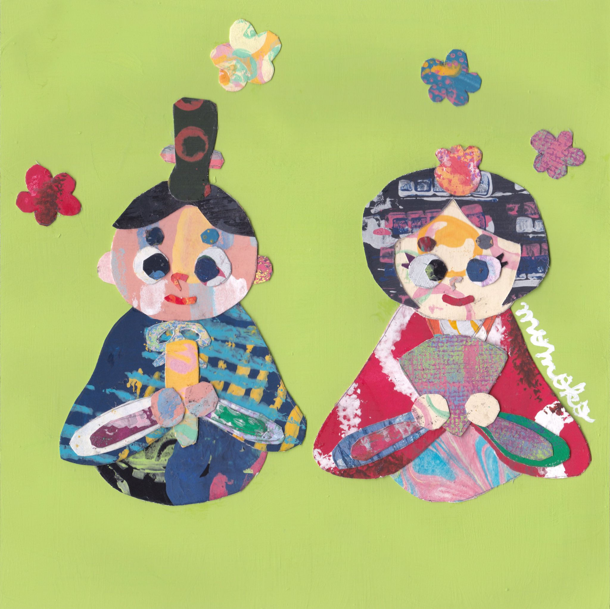 Momoko Ogura 貼り絵作家 模様デザイナー ひな祭り ひなまつり 桃の節句 雛祭り 貼り絵 切り絵 切り貼り絵 コラージュ コラージュアート コラージュ作品 デザイン イラスト アート Collage Collageart Artwork Paperart Papercut