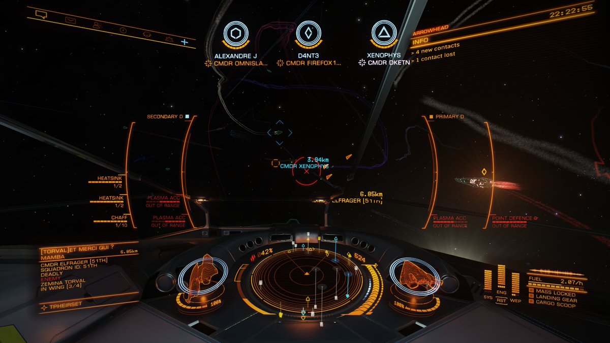 NicouLenny's tweet photo. Gros combats et nouvelle victoire pour le @ComTAC_FR #EliteDangerous !
Première soirée de défense à un groupe allié francophone contre une invasion de leurs systèmes. 4h d'engagements intenses sur @EliteDangerous.
Merci à la 100aine de joueurs FR engagés ce soir (~50 PvP ~50 BGS) https://t.co/UcW49ekgRo