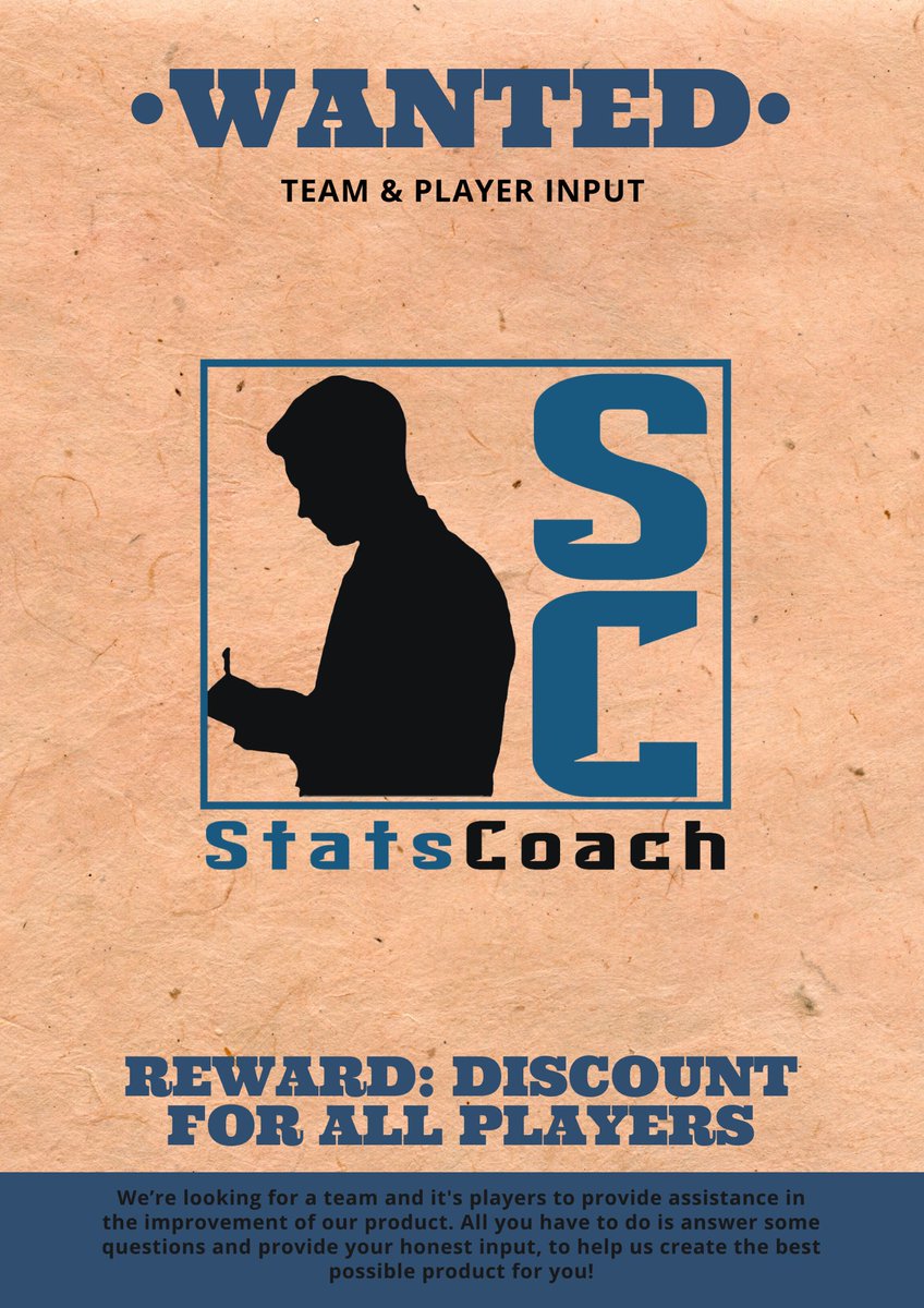 Statscoach's tweet photo. 🚨WANTED🚨

We’re looking for a team &amp; it’s players to assist in the improvement of our product! In return we will give all players a 10% discount on a future analysis!

To enter, all you have to do is tag/comment your 2019/2020 team below! 

We will select a winner this Friday! https://t.co/AWXJbdoTaG