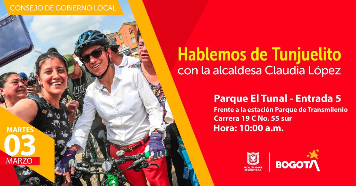 SubRedSur's tweet photo. #Mañana 3️⃣ de marzo la cita con @ClaudiaLopez es en el #ParqueElTunal, si eres parte de la comunidad Tunjuelito, estas especialmente invitado(a). https://t.co/wlVAfGnvKq
