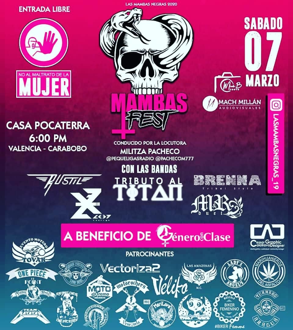 C_Exprimidos's tweet photo. «« MAMBAS FEST »»
Lugar: Valencia | Fecha: 07 Marzo | Hora: 06:00 pm | Entrada Libre
Local: Casa Pocaterra
+ Info ➡ https://t.co/MuUMkVVDOR 
/////////////////////////////////////////
#CerebrosExprimidos #MetalCommunity #MambasFest #CasaPocaterra #Rustil #TributoAlTitan https://t.co/vaoIfra1GQ