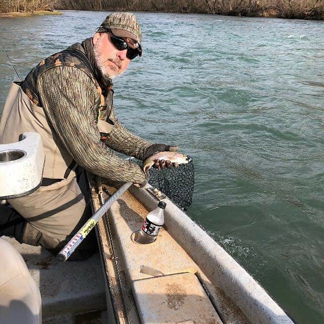 MOTroutSlam's tweet photo. Congratulations to Patrick Doyle and Jeremy Patterson on being the first and second Gold Award Winners in the Missouri Blue Ribbon Trout Slam!  They have set a great model for respecting the streams and leaving the place better than they found it.  Congrats guys! #MoTroutSlam https://t.co/aeDx3n4LYa