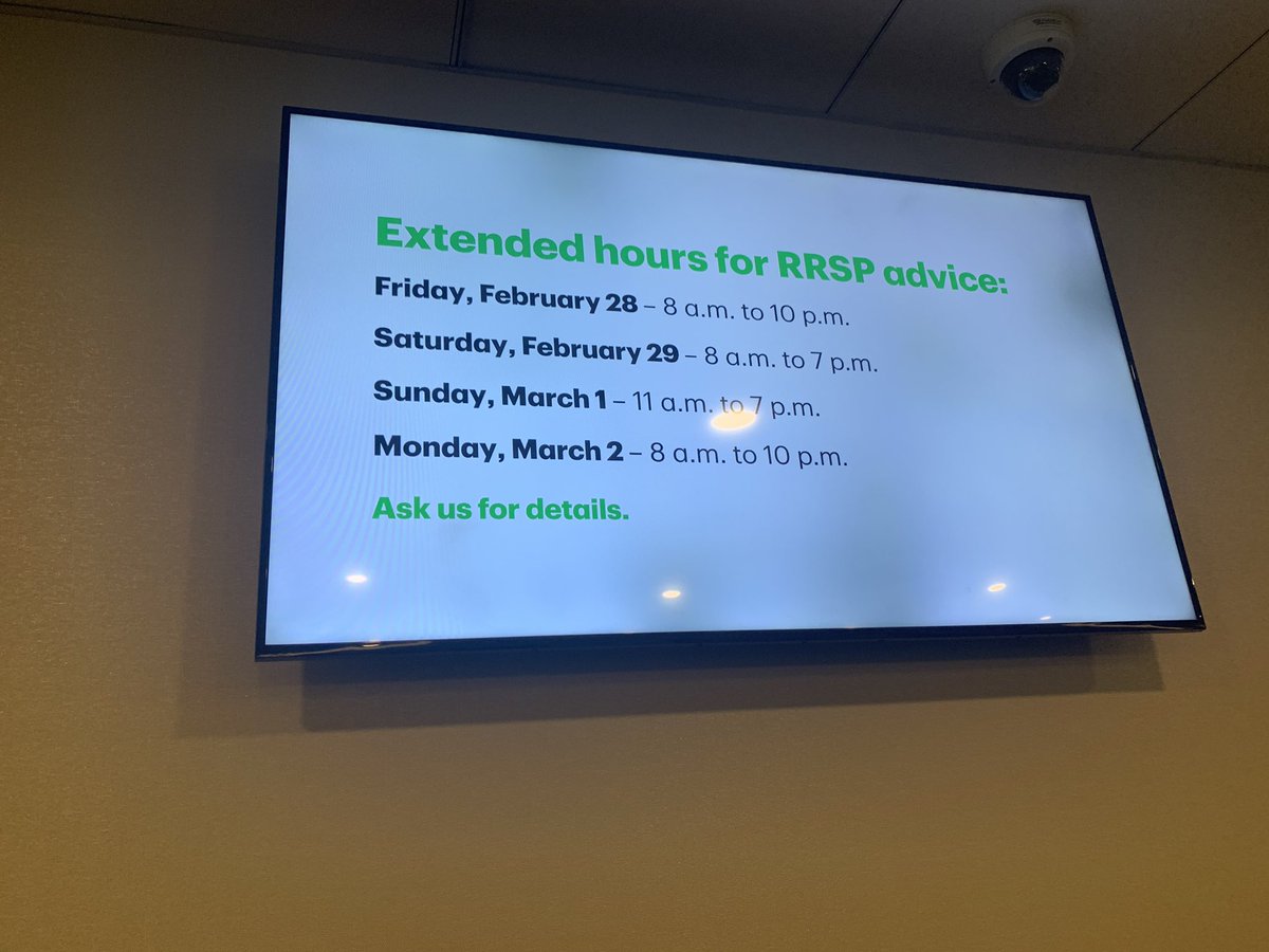 Last minute RSP contribution??? Swing by the branch at Stanley Park Mall. The team is ready to support you in the final hours of RSP!!!! <a href="/SanaHubaishy/">Sana Hubaishy_TD</a> @AIacobelli_TD @AndrewP_TD <a href="/KathyGennaro_TD/">Kathy Gennaro</a>