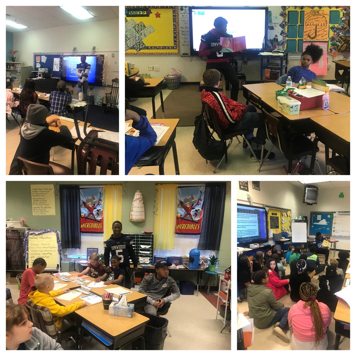 SUTTitle1's tweet photo. What a treat for students today! Our Generals visited Sutherland promoting the “Tackle Reading” campaign @Din_CoSchools @sutscotties @library_sut #tacklereading #rolemodels https://t.co/h3lYNn7ZzA