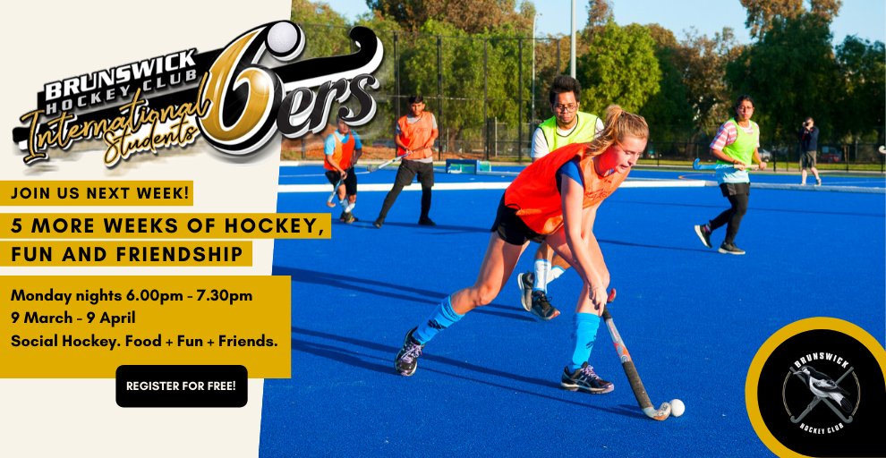 Great fun &amp; food at the Free International Students Social Hockey event last night. Registrations now open for next Monday 9 March @ 6 p.m. Don't miss out! brunswickhockeyclub.org.au/international-… #activemoreland