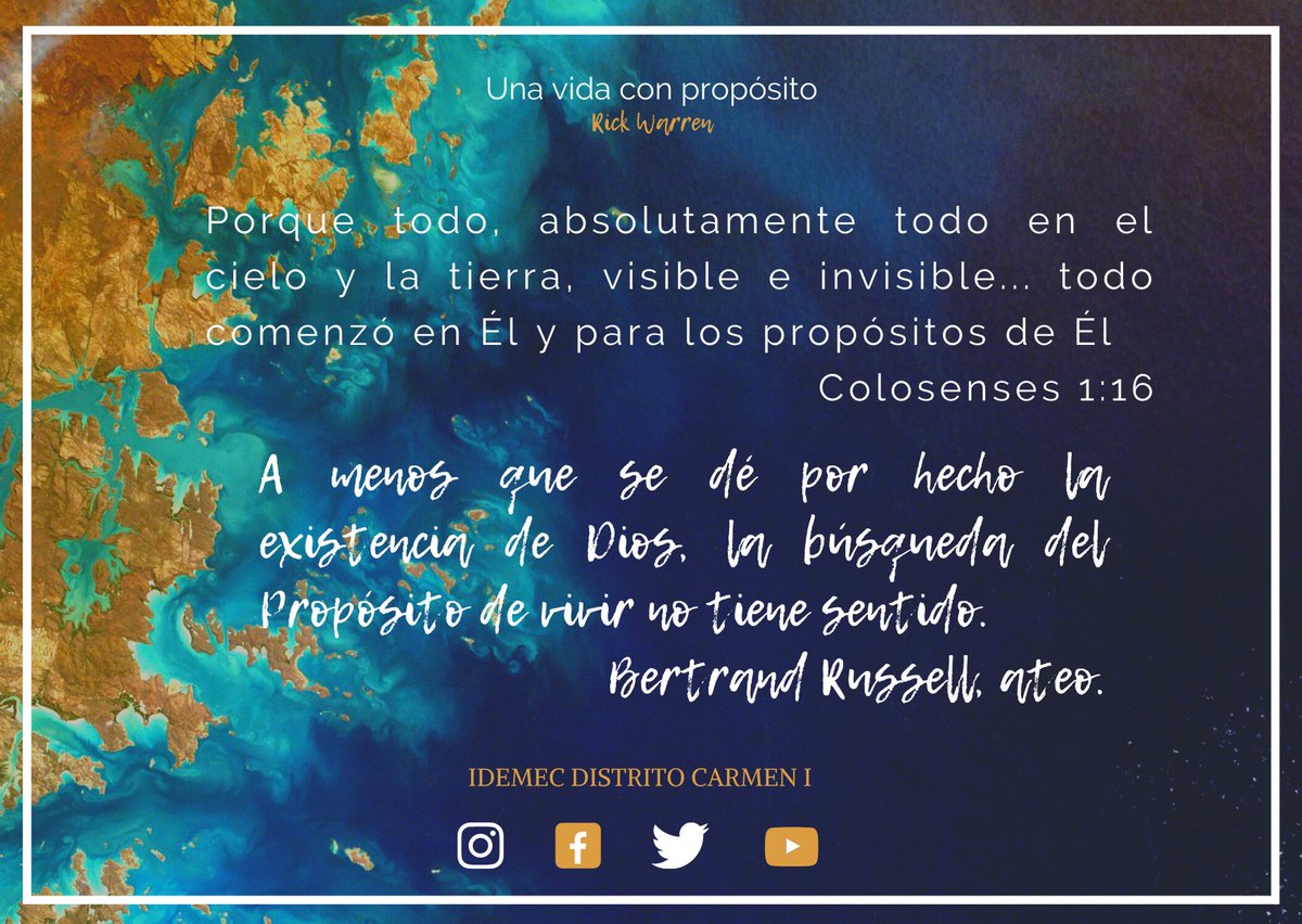 IDEMECARMEN1's tweet photo. Todo comienza con Dios.

#unavidaconproposito #rickwarren #iglesiadeDiosevangeliocompleto #ciudaddelcarmen #distritocarmen1 https://t.co/TXSZ4MKOCk