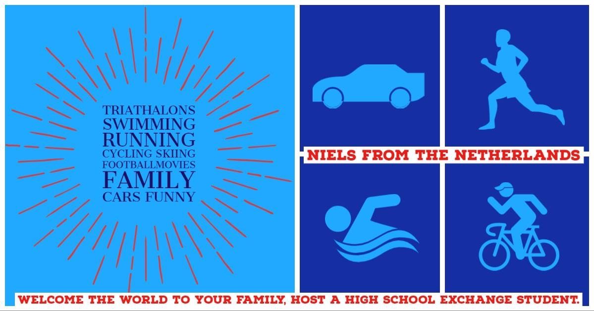 MandyM_1's tweet photo. Calling all sporty families! Meet Niels! He does triathalons &amp; loves skiing, movies &amp; cool cars! He hopes to try American football while on exchange! He’s upbeat, positive, funny and family oriented.
Ask me about hosting! Mandy.Holliday@EFexchangeyear.org https://t.co/p1gFwbekL3