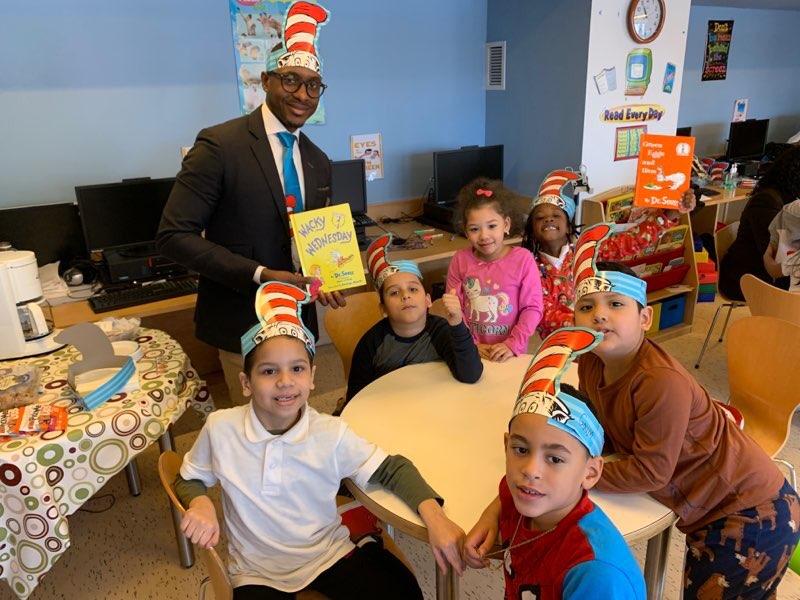PS274K's tweet photo. PS274 CHAMPS celebrates Read Across America with alumnus Hon. Joanne D Quinones and friends, Hon. Nancy Bannon; Carrie Anne Cavallo, Esq.; John F.K. Coffey, Esq.
THANK you to all of our volunteers for giving so generously of your time!
@BKNorthNYCDOE
@D32Bushwick 
@ExecSuptKWatts https://t.co/6I4YKmN2Qd