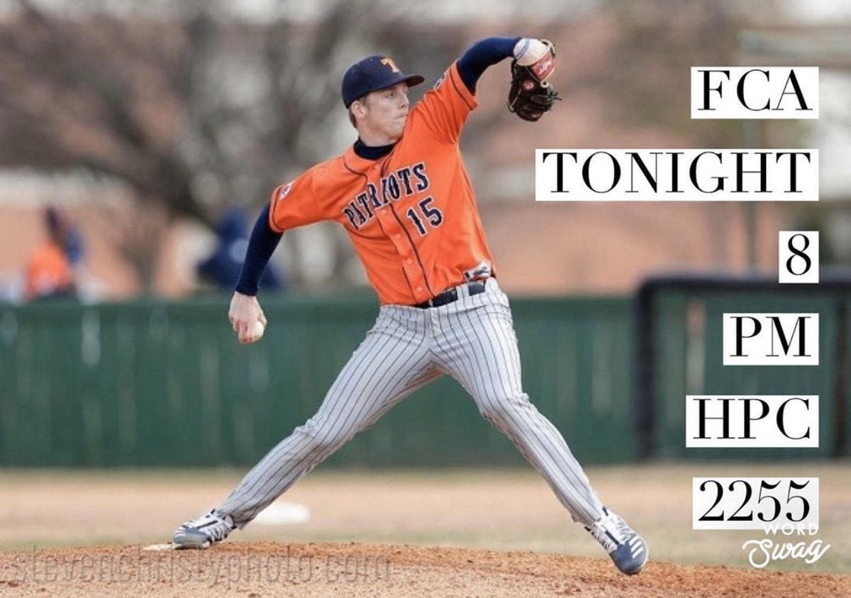 TyCollegiateFCA's tweet photo. @judsonschaper from @uttylerbaseball will be speaking tonight for @FCAUTTyler.
8 pm in HPC 2255 -See you tonight!
We’ll also hear from 3 Weekend of Champions Huddle Leaders!! #netxfca #uttfca #BigMonday https://t.co/8lAjId3bJe