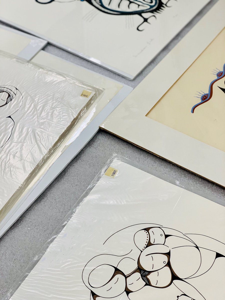 PC_MOAPAA's tweet photo. So exciting when we get new works! Students in Native Arts &amp; Culture at #portagecollege take a course on care &amp; collections so helped select the new works - working through the museum procurement and accessioning processes. Great experiential learning for them! 
#Indigenousart https://t.co/W2m72Wenlb
